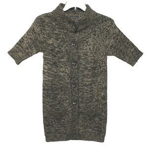 The Limited Women Cardigan S Jacket Wool‎ Sweater Cable Knit Brown Short Sleeve
